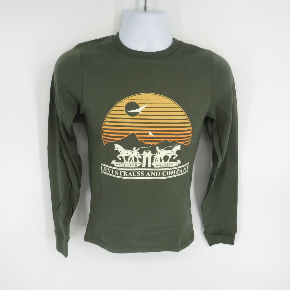 Levis Men's XXL Green Long Sleeve Graphic Tee Sunset Horse NWT